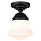 Z-Lite Vaughn 11" 1-Light Matte Black Flush Mount Lighting With Matte Opal Glass Shade