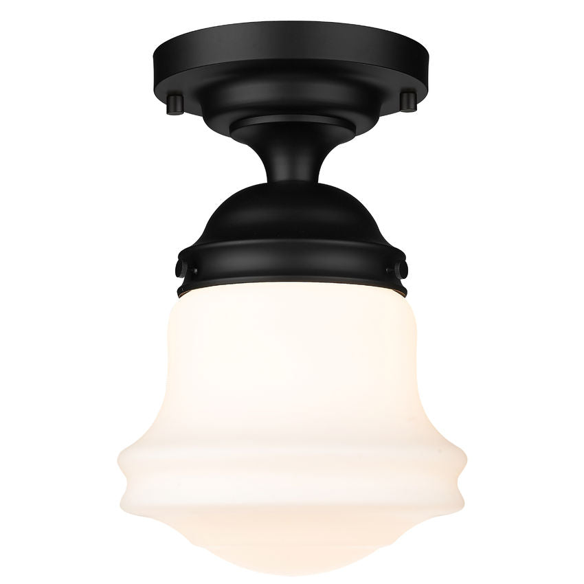 Z-Lite Vaughn 11" 1-Light Matte Black Flush Mount Lighting With Matte Opal Glass Shade