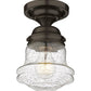 Z-Lite Vaughn 6" 1-Light Bronze Flush Mount Lighting With Clear Seedy Glass Shade