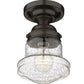 Z-Lite Vaughn 6" 1-Light Bronze Flush Mount Lighting With Clear Seedy Glass Shade