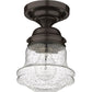 Z-Lite Vaughn 6" 1-Light Bronze Flush Mount Lighting With Clear Seedy Glass Shade