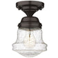 Z-Lite Vaughn 6" 1-Light Bronze Flush Mount Lighting With Clear Seedy Glass Shade