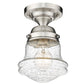 Z-Lite Vaughn 6" 1-Light Brushed Nickel Flush Mount Lighting With Clear Seedy Glass Shade