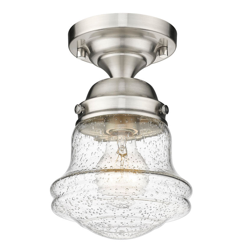 Z-Lite Vaughn 6" 1-Light Brushed Nickel Flush Mount Lighting With Clear Seedy Glass Shade