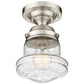 Z-Lite Vaughn 6" 1-Light Brushed Nickel Flush Mount Lighting With Clear Seedy Glass Shade