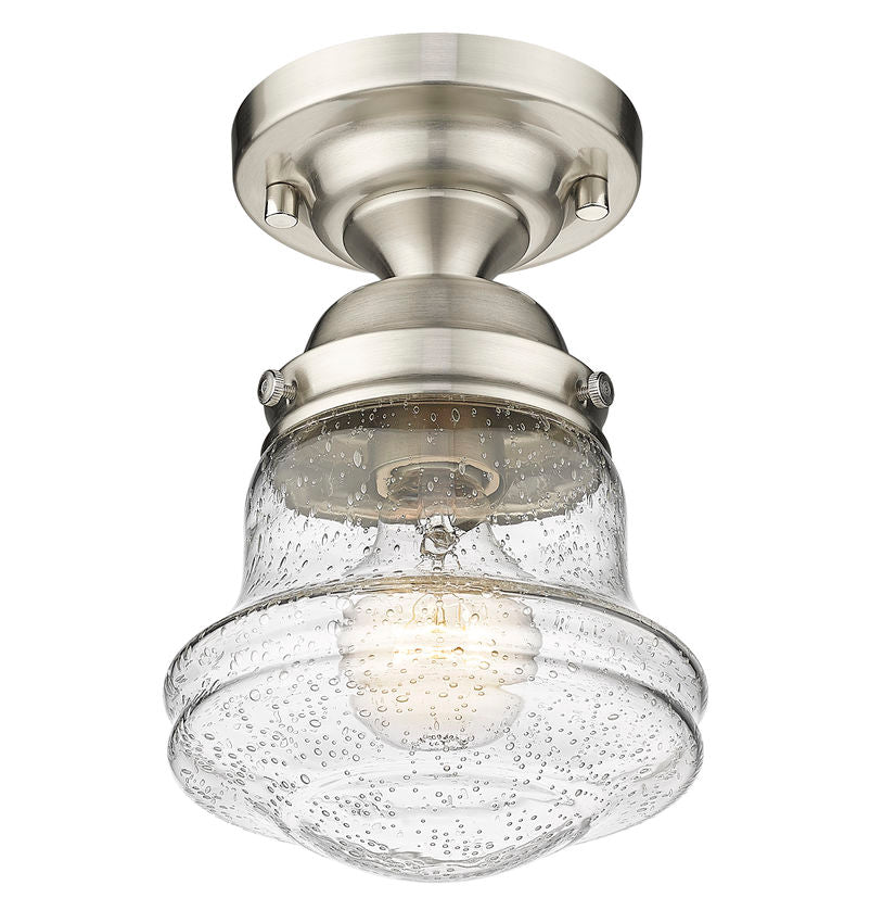 Z-Lite Vaughn 6" 1-Light Brushed Nickel Flush Mount Lighting With Clear Seedy Glass Shade