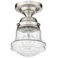 Z-Lite Vaughn 6" 1-Light Brushed Nickel Flush Mount Lighting With Clear Seedy Glass Shade