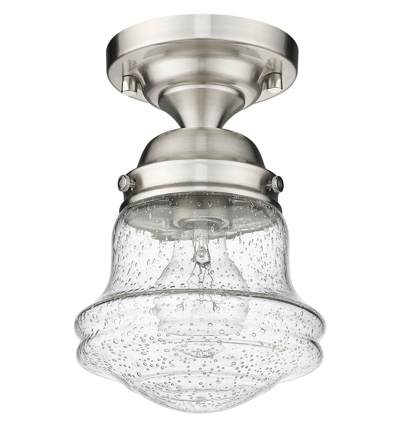 Z-Lite Vaughn 6" 1-Light Brushed Nickel Flush Mount Lighting With Clear Seedy Glass Shade