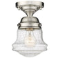 Z-Lite Vaughn 6" 1-Light Brushed Nickel Flush Mount Lighting With Clear Seedy Glass Shade