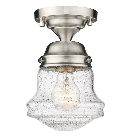 Z-Lite Vaughn 6" 1-Light Brushed Nickel Flush Mount Lighting With Clear Seedy Glass Shade