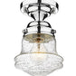 Z-Lite Vaughn 6" 1-Light Chrome Flush Mount Lighting With Clear Seedy Glass Shade