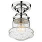 Z-Lite Vaughn 6" 1-Light Chrome Flush Mount Lighting With Clear Seedy Glass Shade