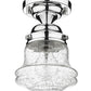 Z-Lite Vaughn 6" 1-Light Chrome Flush Mount Lighting With Clear Seedy Glass Shade