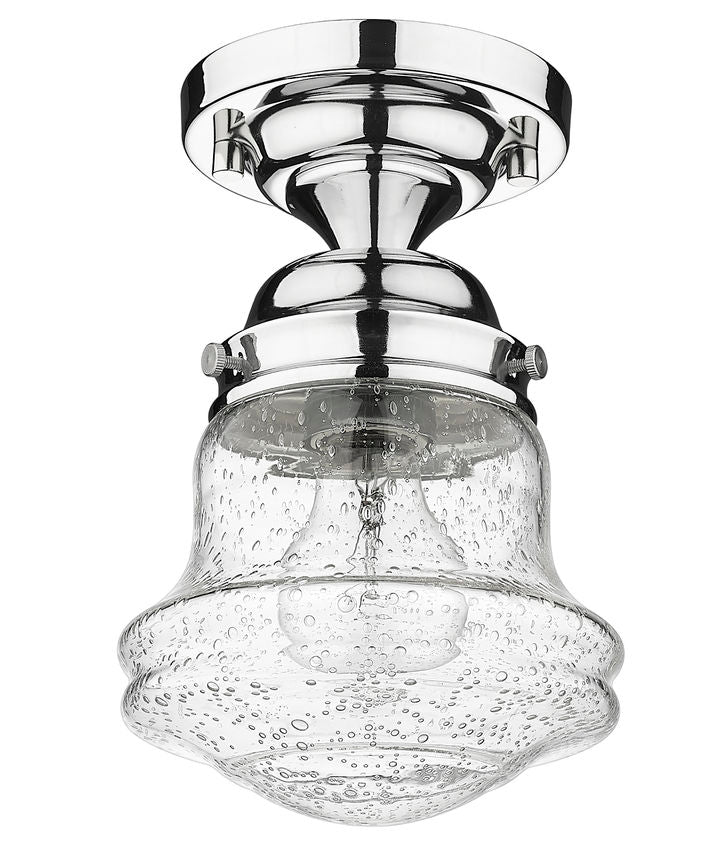 Z-Lite Vaughn 6" 1-Light Chrome Flush Mount Lighting With Clear Seedy Glass Shade