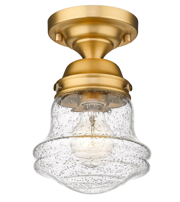 Z-Lite Vaughn 6" 1-Light Heritage Brass Flush Mount Lighting With Clear Seedy Glass Shade