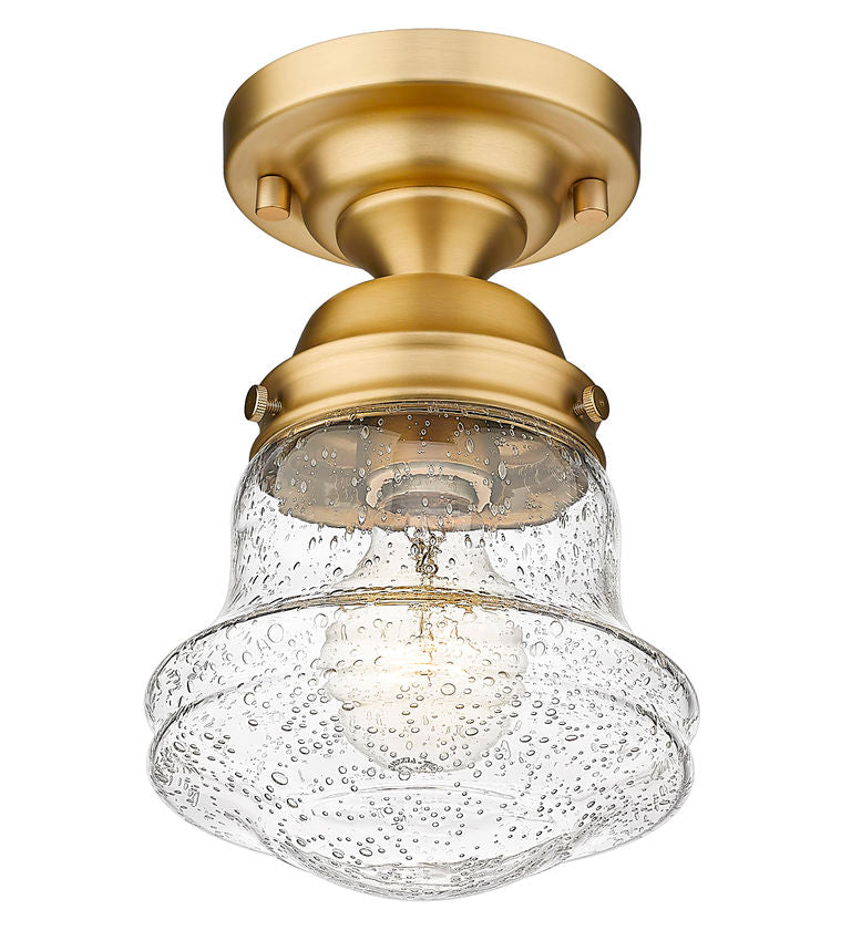 Z-Lite Vaughn 6" 1-Light Heritage Brass Flush Mount Lighting With Clear Seedy Glass Shade