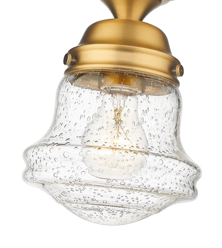 Z-Lite Vaughn 6" 1-Light Heritage Brass Flush Mount Lighting With Clear Seedy Glass Shade