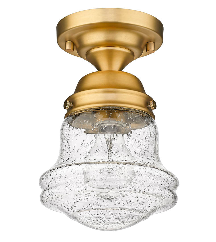 Z-Lite Vaughn 6" 1-Light Heritage Brass Flush Mount Lighting With Clear Seedy Glass Shade