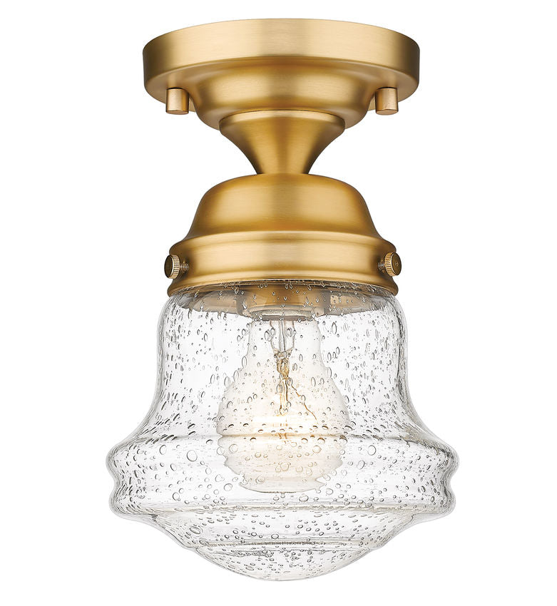 Z-Lite Vaughn 6" 1-Light Heritage Brass Flush Mount Lighting With Clear Seedy Glass Shade