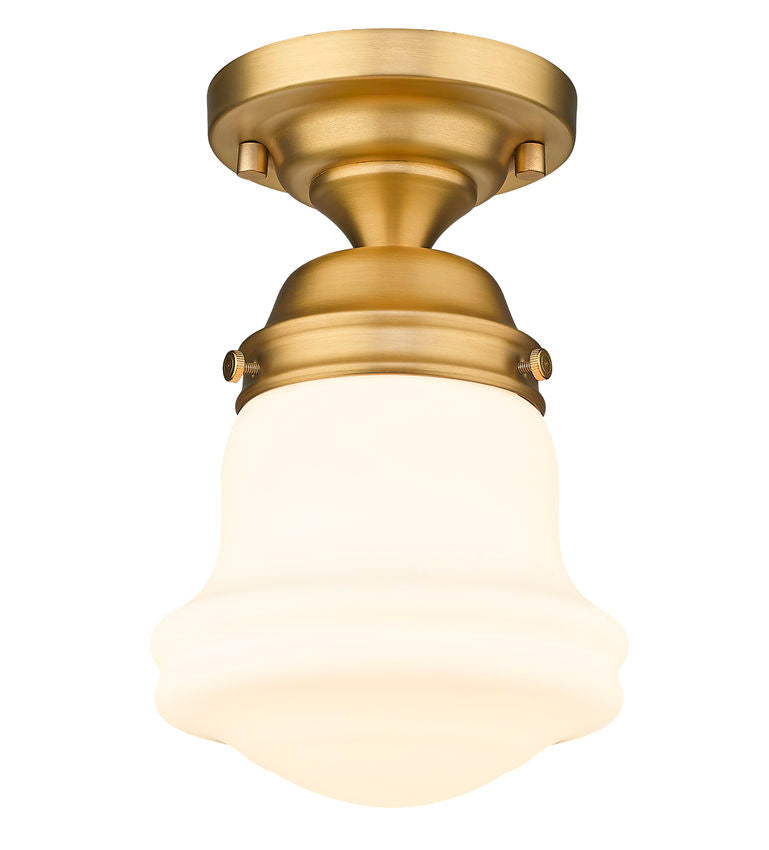 Z-Lite Vaughn 6" 1-Light Heritage Brass Flush Mount Lighting With Matte Opal Glass Shade