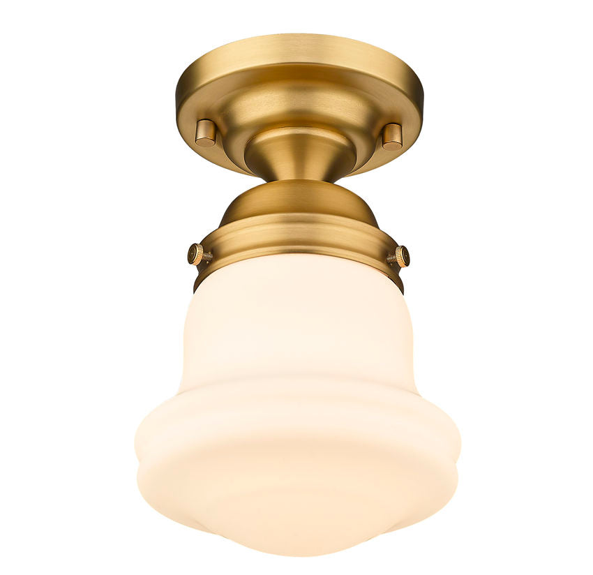 Z-Lite Vaughn 6" 1-Light Heritage Brass Flush Mount Lighting With Matte Opal Glass Shade