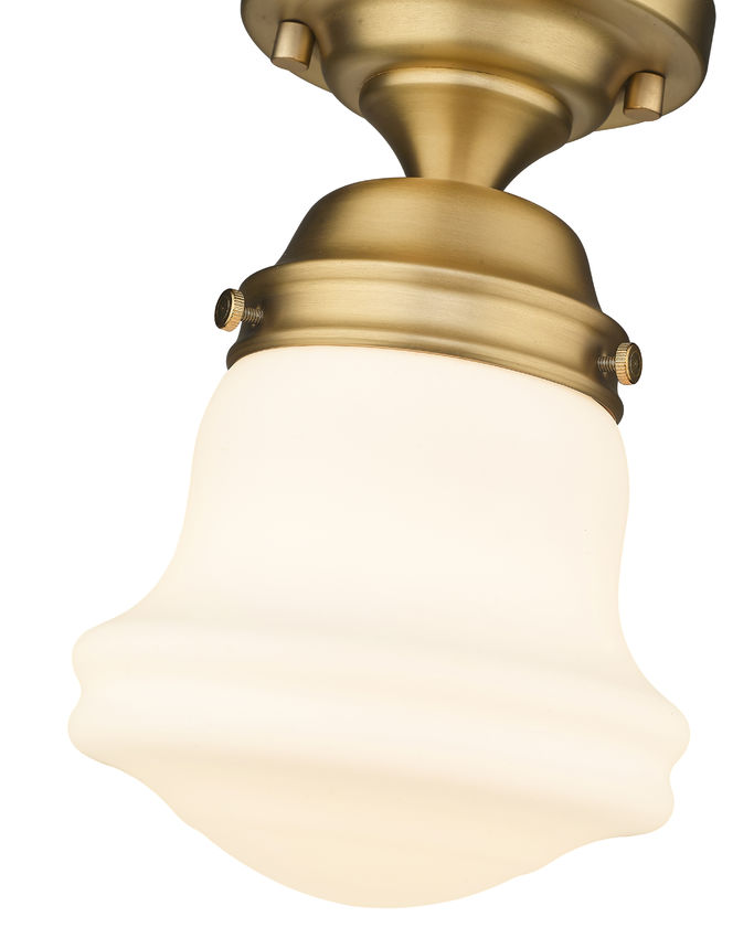 Z-Lite Vaughn 6" 1-Light Heritage Brass Flush Mount Lighting With Matte Opal Glass Shade