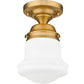 Z-Lite Vaughn 6" 1-Light Heritage Brass Flush Mount Lighting With Matte Opal Glass Shade