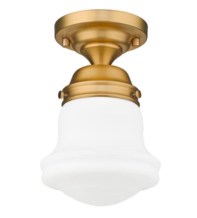 Z-Lite Vaughn 6" 1-Light Heritage Brass Flush Mount Lighting With Matte Opal Glass Shade