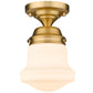 Z-Lite Vaughn 6" 1-Light Heritage Brass Flush Mount Lighting With Matte Opal Glass Shade