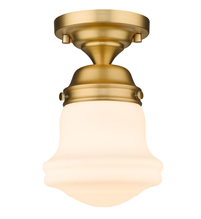 Z-Lite Vaughn 6" 1-Light Heritage Brass Flush Mount Lighting With Matte Opal Glass Shade