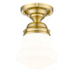 Z-Lite Vaughn 6" 1-Light Luxe Gold Steel Frame Matte Opal Glass Shade Flush Mount Lighting
