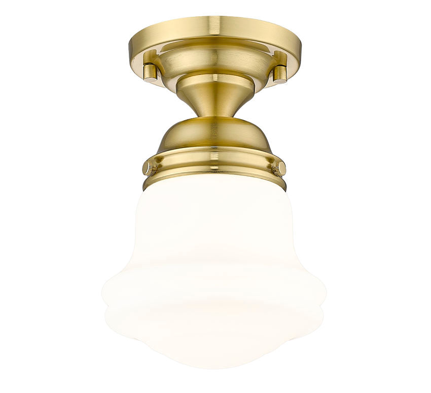 Z-Lite Vaughn 6" 1-Light Luxe Gold Steel Frame Matte Opal Glass Shade Flush Mount Lighting