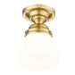Z-Lite Vaughn 6" 1-Light Luxe Gold Steel Frame Matte Opal Glass Shade Flush Mount Lighting