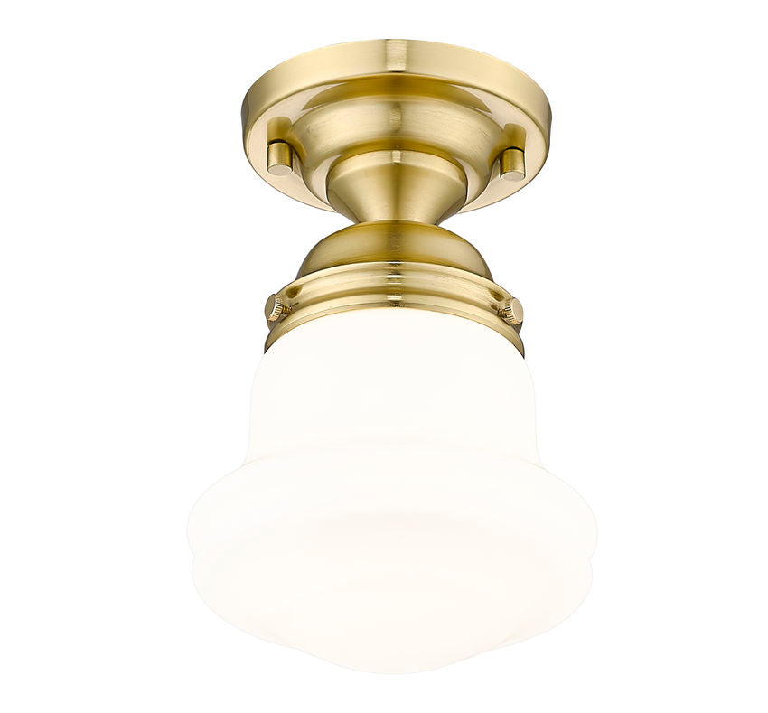 Z-Lite Vaughn 6" 1-Light Luxe Gold Steel Frame Matte Opal Glass Shade Flush Mount Lighting