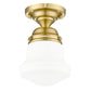 Z-Lite Vaughn 6" 1-Light Luxe Gold Steel Frame Matte Opal Glass Shade Flush Mount Lighting