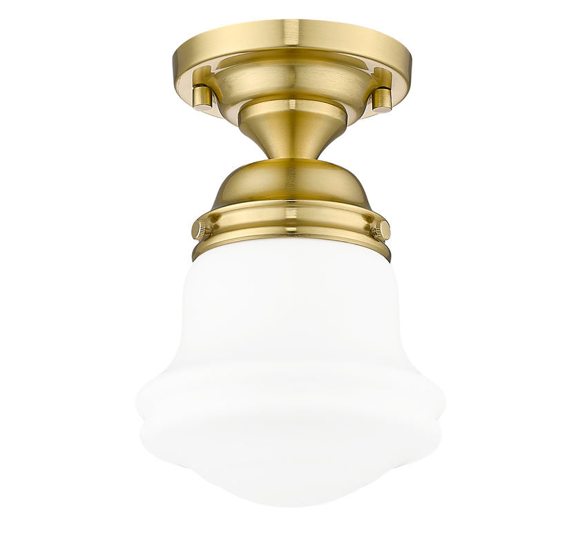 Z-Lite Vaughn 6" 1-Light Luxe Gold Steel Frame Matte Opal Glass Shade Flush Mount Lighting