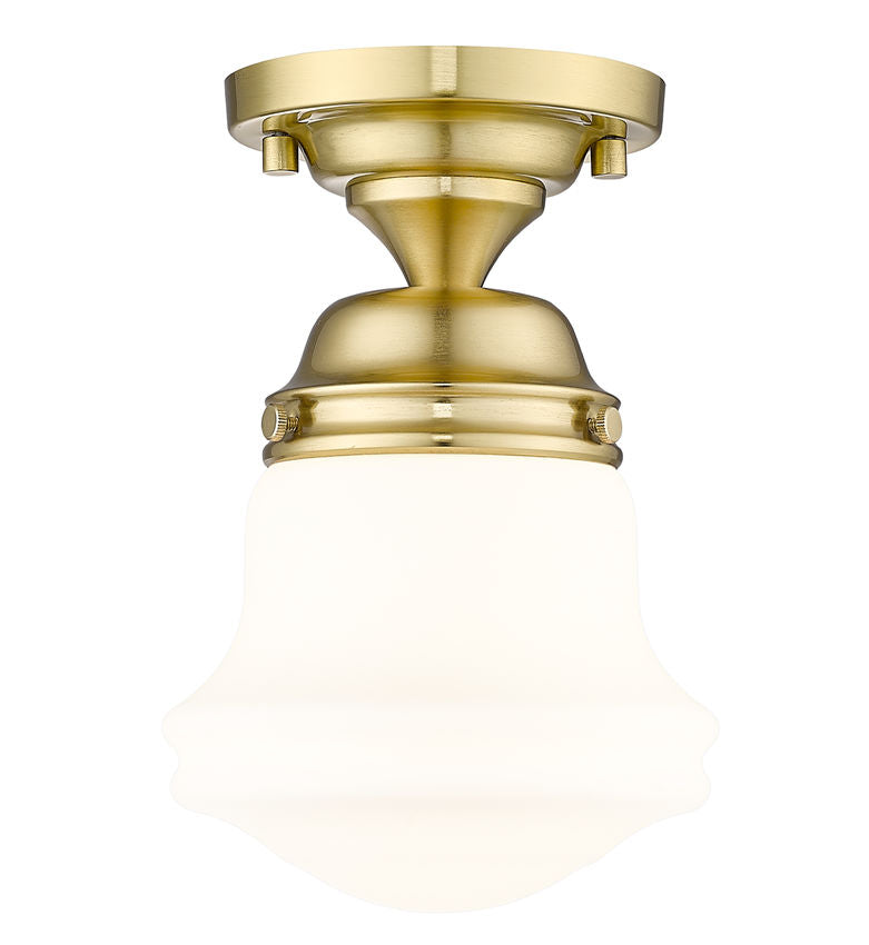 Z-Lite Vaughn 6" 1-Light Luxe Gold Steel Frame Matte Opal Glass Shade Flush Mount Lighting