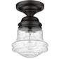 Z-Lite Vaughn 6" 1-Light Matte Black Flush Mount Lighting With Clear Seedy Glass Shade