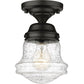 Z-Lite Vaughn 6" 1-Light Matte Black Flush Mount Lighting With Clear Seedy Glass Shade