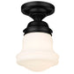 Z-Lite Vaughn 6" 1-Light Matte Black Flush Mount Lighting With Matte Opal Glass Shade