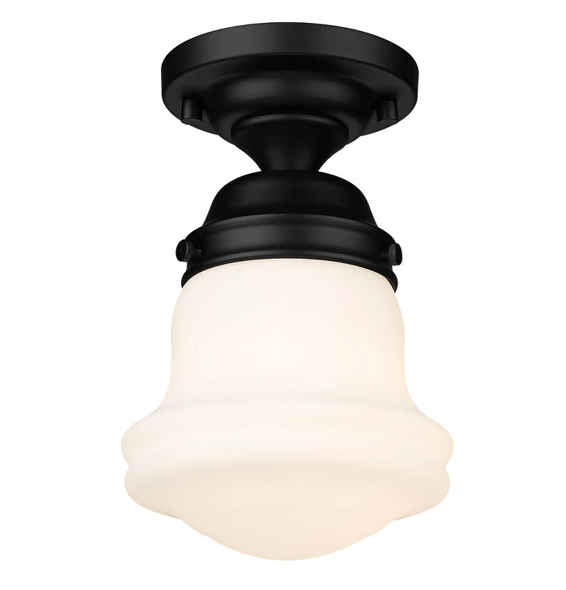 Z-Lite Vaughn 6" 1-Light Matte Black Flush Mount Lighting With Matte Opal Glass Shade