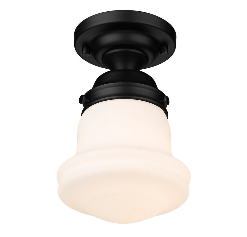 Z-Lite Vaughn 6" 1-Light Matte Black Flush Mount Lighting With Matte Opal Glass Shade