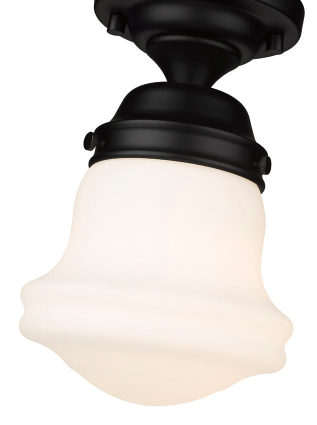 Z-Lite Vaughn 6" 1-Light Matte Black Flush Mount Lighting With Matte Opal Glass Shade