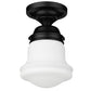 Z-Lite Vaughn 6" 1-Light Matte Black Flush Mount Lighting With Matte Opal Glass Shade