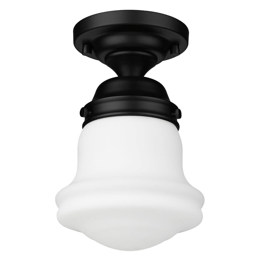 Z-Lite Vaughn 6" 1-Light Matte Black Flush Mount Lighting With Matte Opal Glass Shade