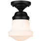 Z-Lite Vaughn 6" 1-Light Matte Black Flush Mount Lighting With Matte Opal Glass Shade