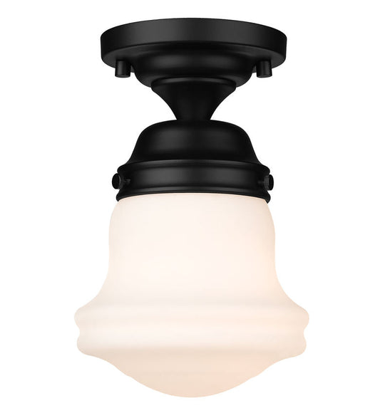 Z-Lite Vaughn 6" 1-Light Matte Black Flush Mount Lighting With Matte Opal Glass Shade