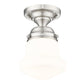 Z-Lite Vaughn 735F1-BN 1-Light Brushed Nickel Steel Frame Matte Opal Glass Shade Flush Mount Lighting