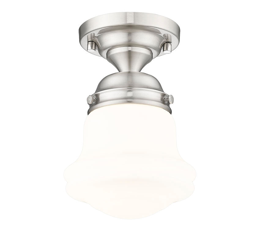 Z-Lite Vaughn 735F1-BN 1-Light Brushed Nickel Steel Frame Matte Opal Glass Shade Flush Mount Lighting