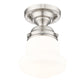 Z-Lite Vaughn 735F1-BN 1-Light Brushed Nickel Steel Frame Matte Opal Glass Shade Flush Mount Lighting